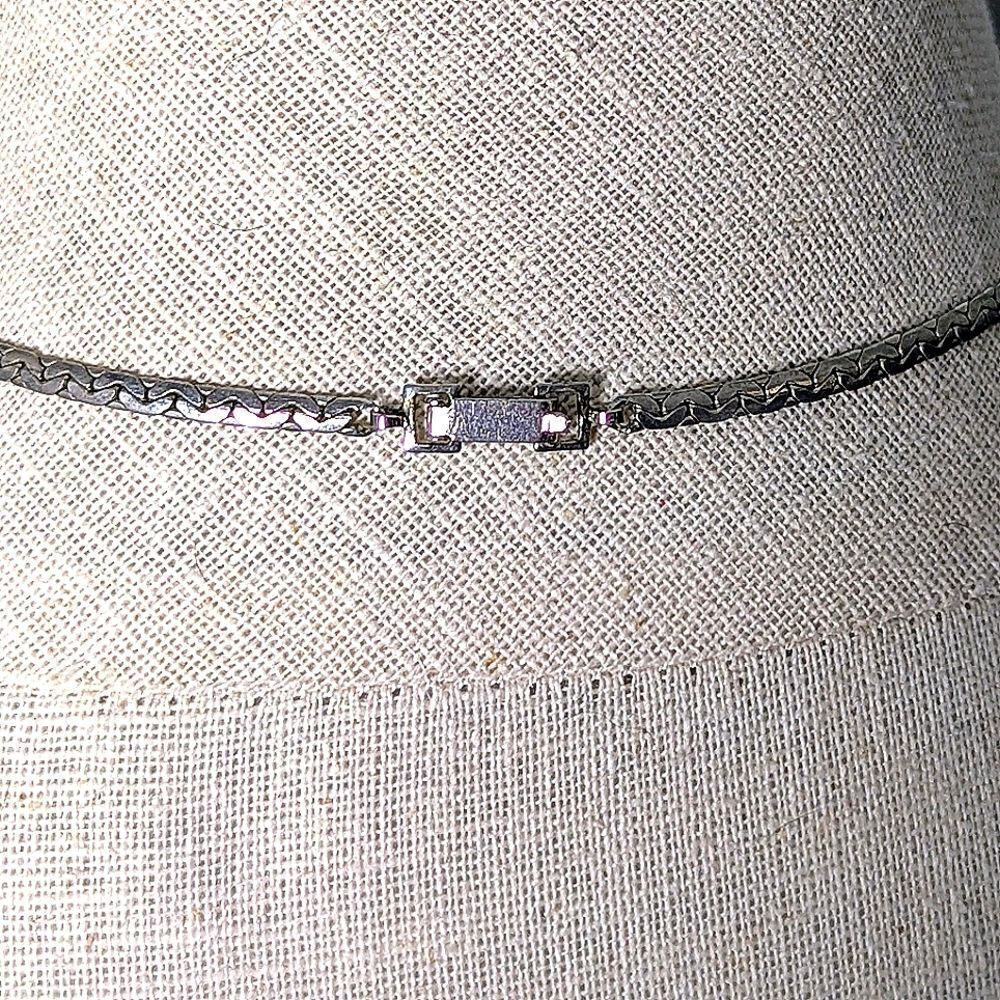 Vintage Rhinestone And Silver Choker Style Necklace 5" Diameter - Picture 6 of 12